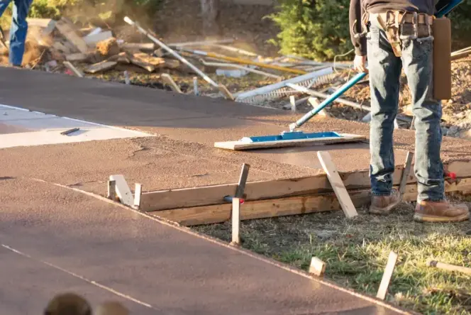 Concrete team working on driveway in San Diego